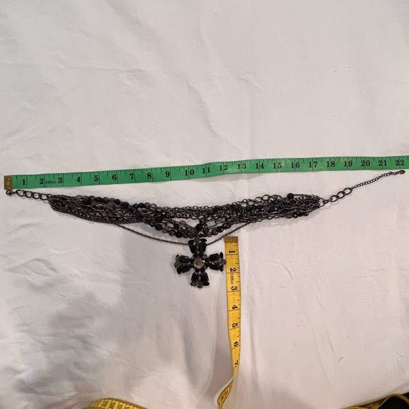 Stunning, dark blue black and purple, multi strand cross neck… - Picture 17 of 17